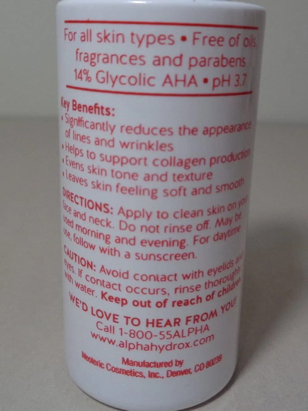 Alpha Skin Care / INTENSIVE RENEWAL SERUM / New / 2 fl. oz. / 14% Glycolic AHA